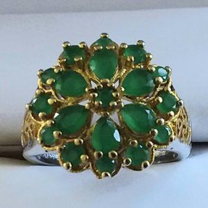 Size - 6 Sterling Silver Genuine Emerald Ring